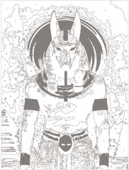 Картина по номерам с поталью на черном холсте «Анубис» - Фото 5