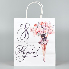 Пакет подарочный крафт «8 марта» - Фото 1