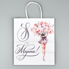 Пакет подарочный крафт «8 марта» - Фото 2