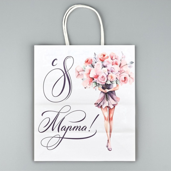 Пакет подарочный крафт «8 марта»