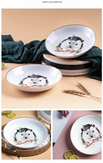 Детская керамическая тарелка с ёжиком