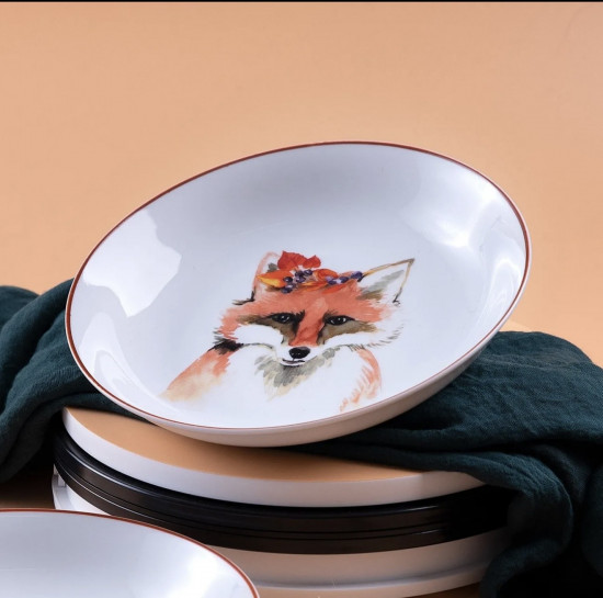 Детская керамическая тарелка с лисой