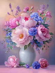 Алмазная мозаика «Букет в лиловых тонах» - Фото 1