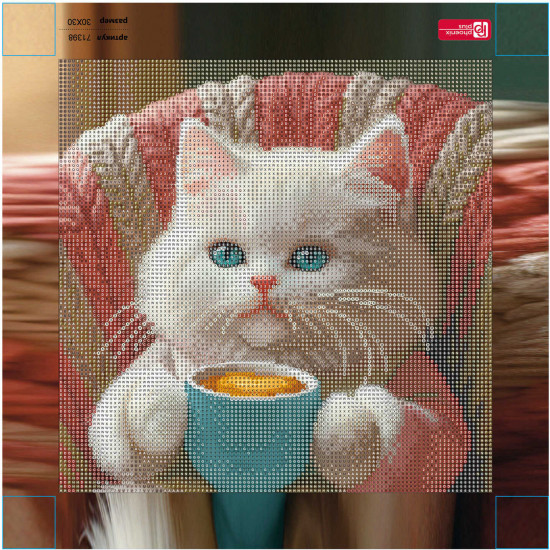 Алмазная мозаика «Кот с капучино»
