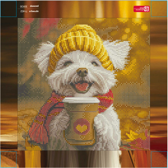 Алмазная мозаика «Песик с кофе»