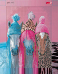 Алмазная мозаика «Лошади в шапочках» - Фото 3