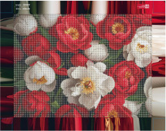 Алмазная мозаика «Красные и белые пионы» - Фото 3