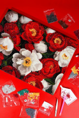 Алмазная мозаика «Красные и белые пионы» - Фото 18