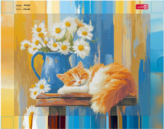 Алмазная мозаика «Натюрморт с кошкой»