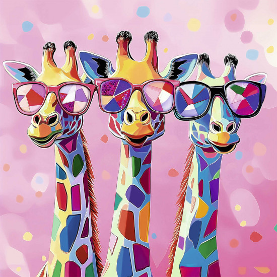 Алмазная мозаика с частичной выкладкой «Три жирафа»