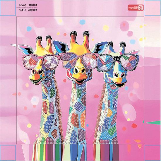 Алмазная мозаика с частичной выкладкой «Три жирафа»