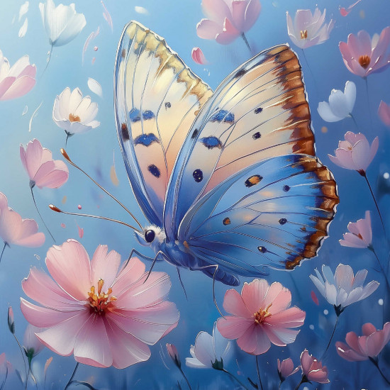 Алмазная мозаика с частичной выкладкой «Пастельная бабочка»