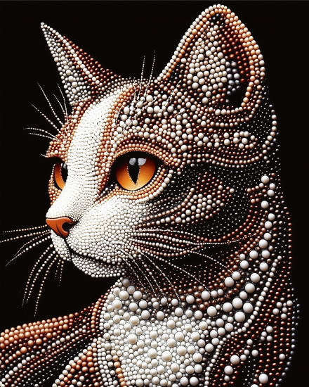 Алмазная мозаика с частичной выкладкой «Жемчужная кошка»