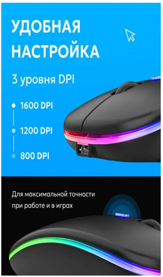Мышь беспроводная с подсветкой аккумуляторная