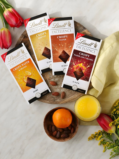 Шоколад темный с хрустящими вафельными кусочками и карамелью