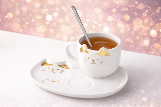 Чайная пара с ложкой «White cat»