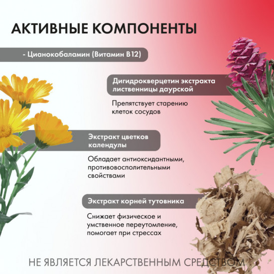 БАД для сердца и сосудов, от давления с витамином B12 цианокобаламин «Вазель»