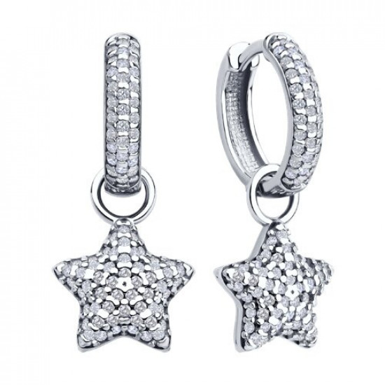 Серьги из серебра с фианитами