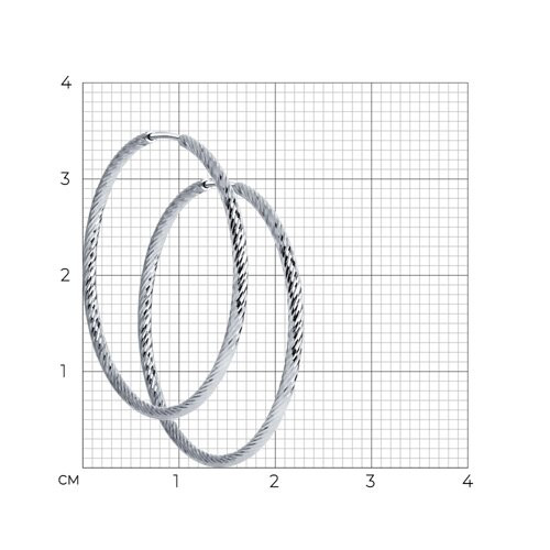 Серьги конго из серебра с алмазной гранью