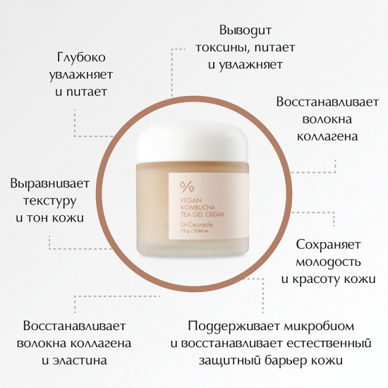 Увлажняющий веганский крем с комбучей «Vegan Kombucha Tea Gel Cream»
