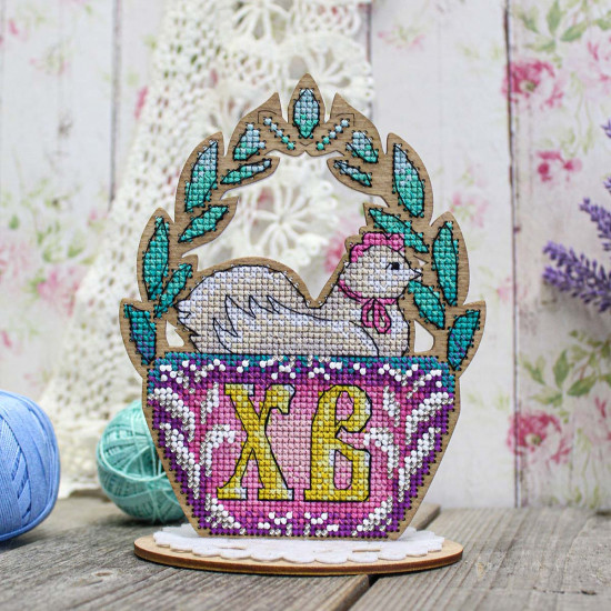 Набор для вышивания на деревянной основе «Пасхальная наседка»