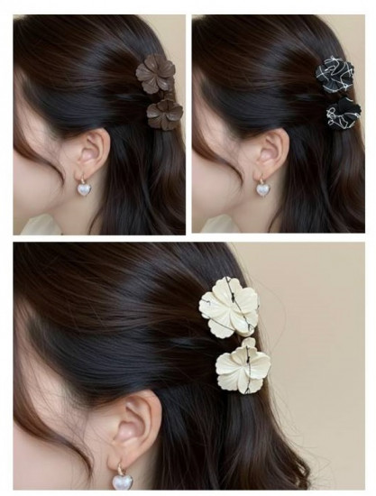 Набор матовых заколок-крабиков в форме цветов