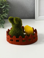 Фигурка пасхальная «Зайчик с цыплятами на лужайке с забором» - Фото 2