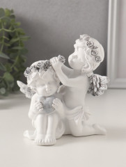 Фигурка «Ангелочки вплетают венок в волосы с сердцем» - Фото 3