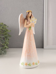 Фигурка «Девушка-ангел в персиковом платье с букетом тюльпанов» - Фото 1
