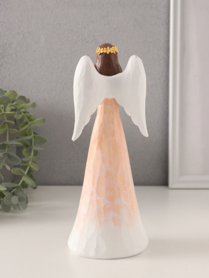 Фигурка «Девушка-ангел в персиковом платье с букетом тюльпанов»