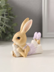 Фигурка «Зайка в сиреневом сарафане с щеночком» - Фото 3