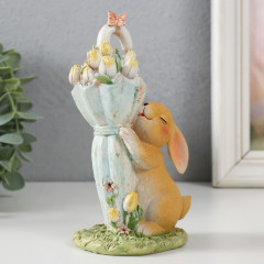 Фигурка «Зайка у зонта с тюльпанами» - Фото 1