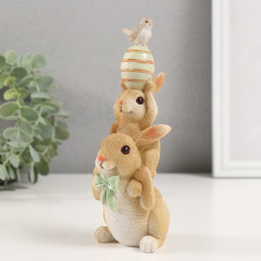 Фигурка «Пирамидка: Зайчики с пасхальным яичком и птичкой» - Фото 3