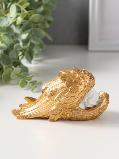 Фигурка «Спящий белоснежный ангел с золотыми крыльями»
