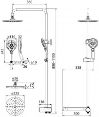 Душевой гарнитур с верхней лейкой «Ray» - Фото 3