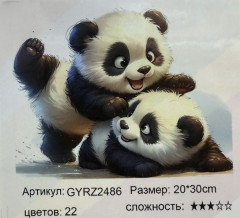 Алмазная мозаика «Игривые панды» - Фото 1