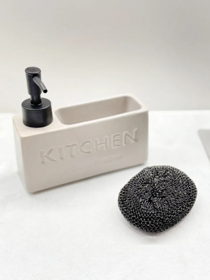 Дозатор для моющего средства на кухню с губкой