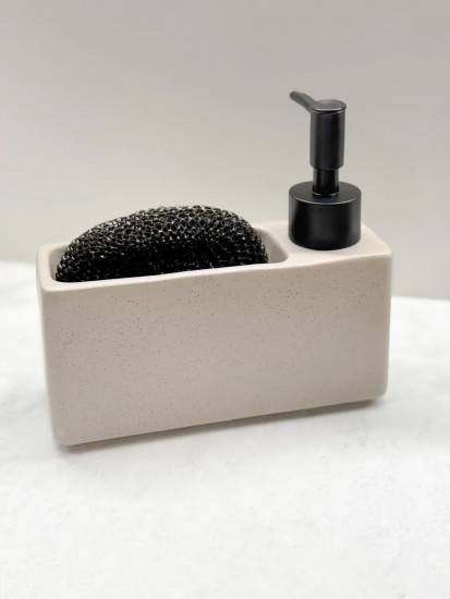 Дозатор для моющего средства на кухню с губкой