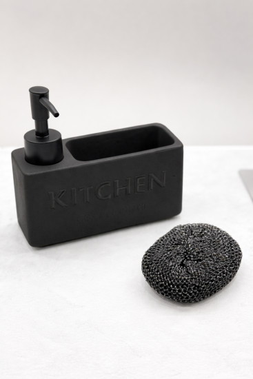 Дозатор для моющего средства на кухню с губкой