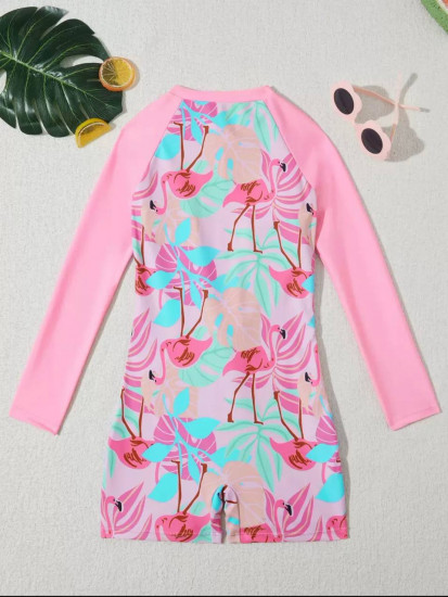 Детский слитный купальник с длинным рукавом для девочек