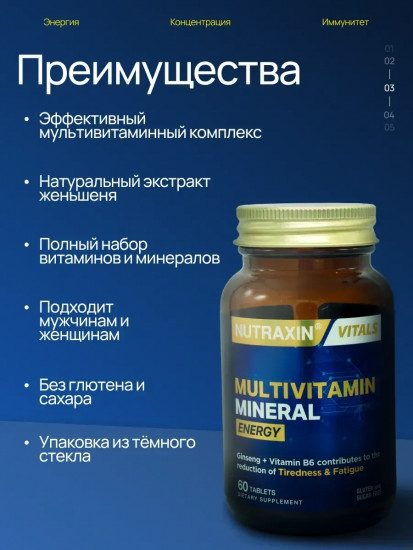 Мультивитаминный минеральный комплекс «Multivitamin Mineral Energy»