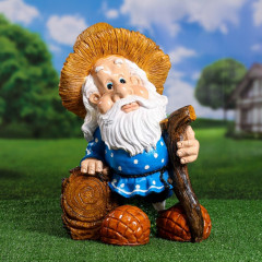 Садовая фигура из полистоуна «Гном - лесовик» - Фото 6