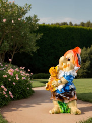 Садовая фигура из полистоуна «Гном с собачкой» - Фото 2