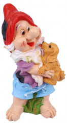 Садовая фигура из полистоуна «Гном с собачкой» - Фото 7