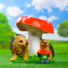 Садовая фигура из полистоуна «Гриб с двумя ежами» - Фото 5