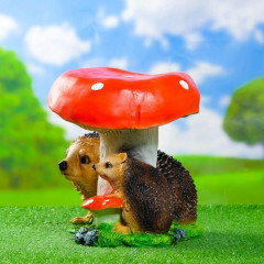 Садовая фигура из полистоуна «Гриб с двумя ежами» - Фото 6