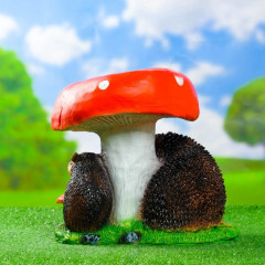 Садовая фигура из полистоуна «Гриб с двумя ежами» - Фото 7