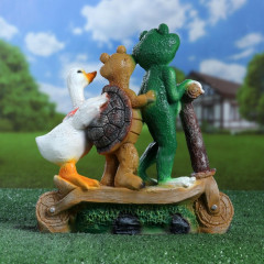 Садовая фигура из полистоуна «Зверюшки на самокате» - Фото 4