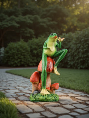 Садовая фигура из полистоуна «Лягушка с бабочкой» - Фото 2
