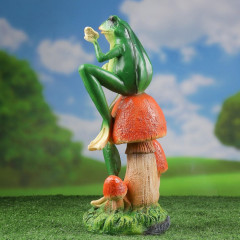 Садовая фигура из полистоуна «Лягушка с бабочкой» - Фото 4